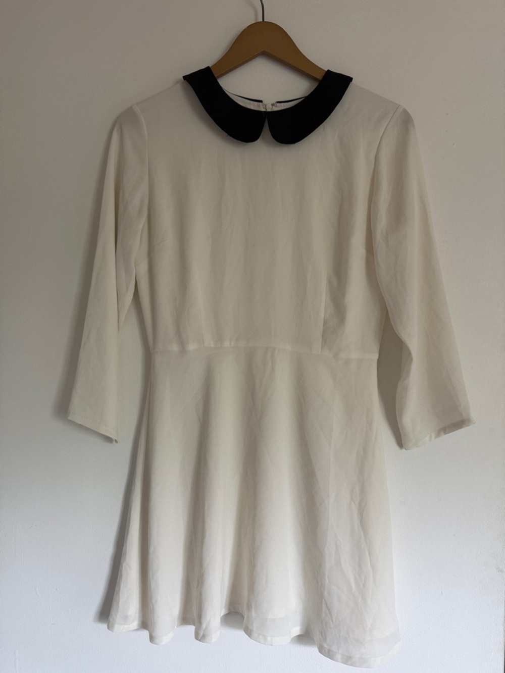 Nasty Gal White Mini Dress with Black Peter Pan Collar